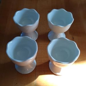 4 White Porcelain Pier One Egg Cups